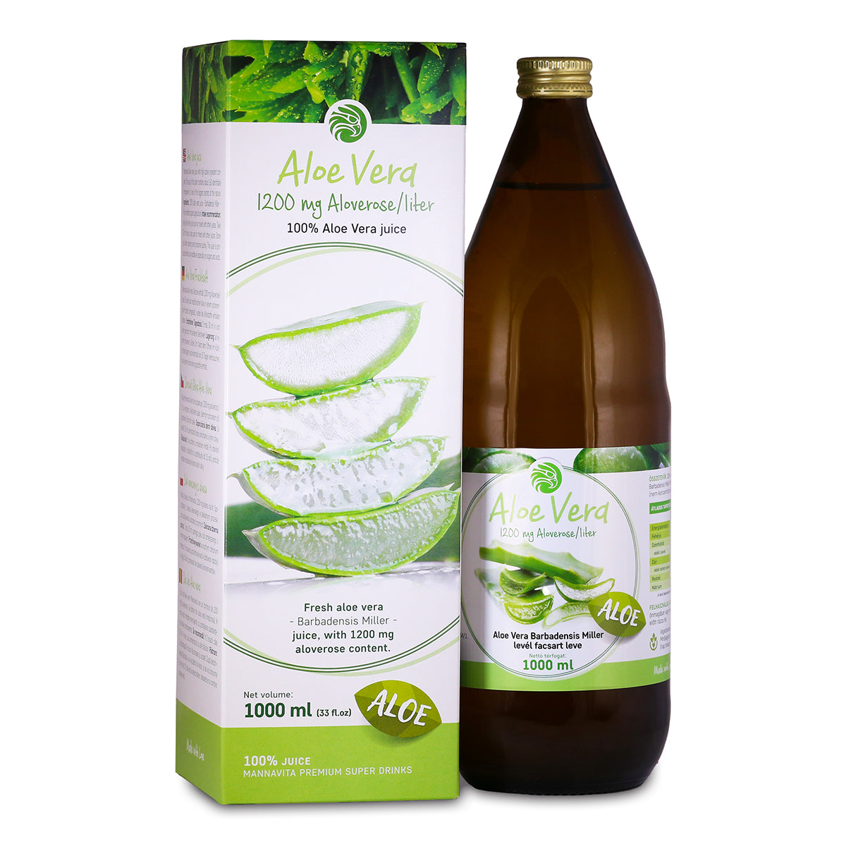 Mannavita Aloe vera 100% gepresster reiner Saft • 1000 ml