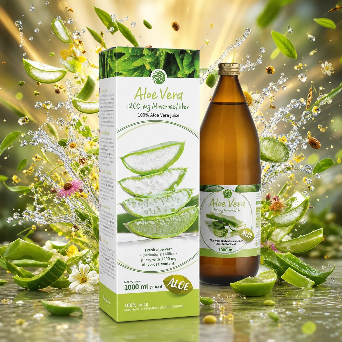 Mannavita Aloe vera 100% gepresster reiner Saft • 1000 ml