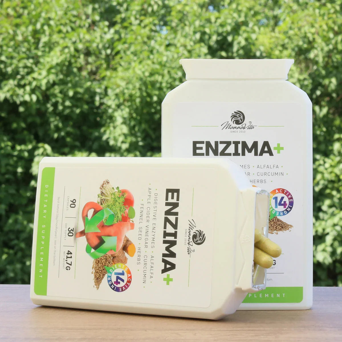 ENZIMA+ digestive enzymes complex with Betain HCL • 90 capsules - Mannavita