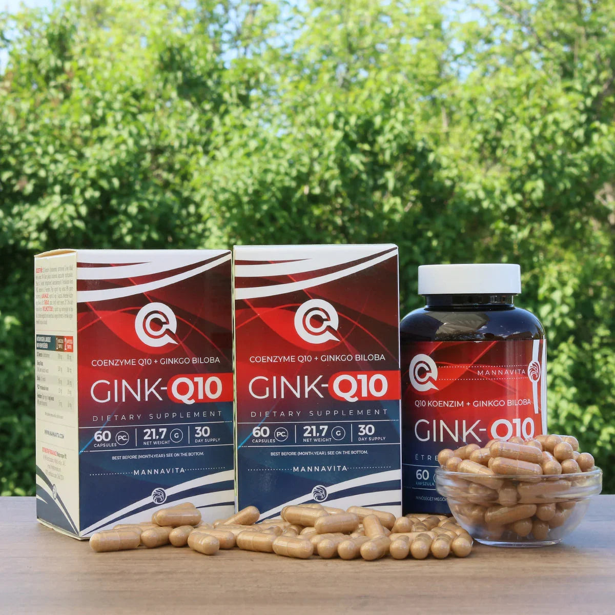 GINK-Q10 • Q10 Coenzyme + Ginkgo Biloba complex • 60 capsules - Mannavita
