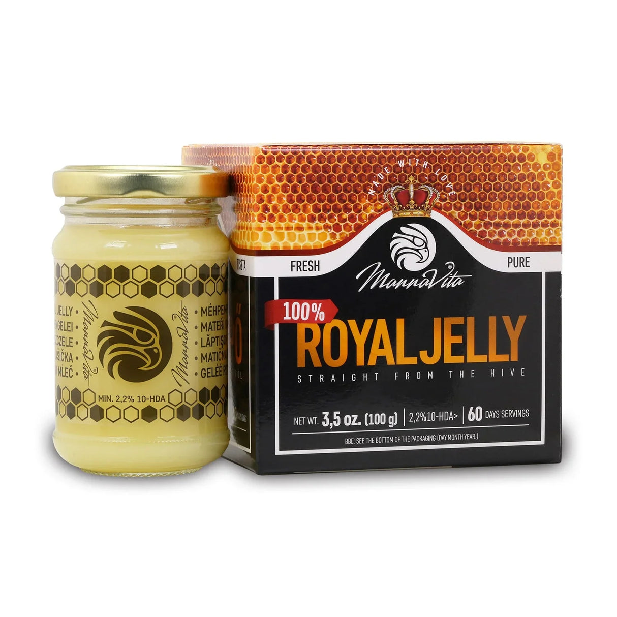 Mannavita fresh pure royal jelly • 2.2% 10-HDA • 100g - Mannavita