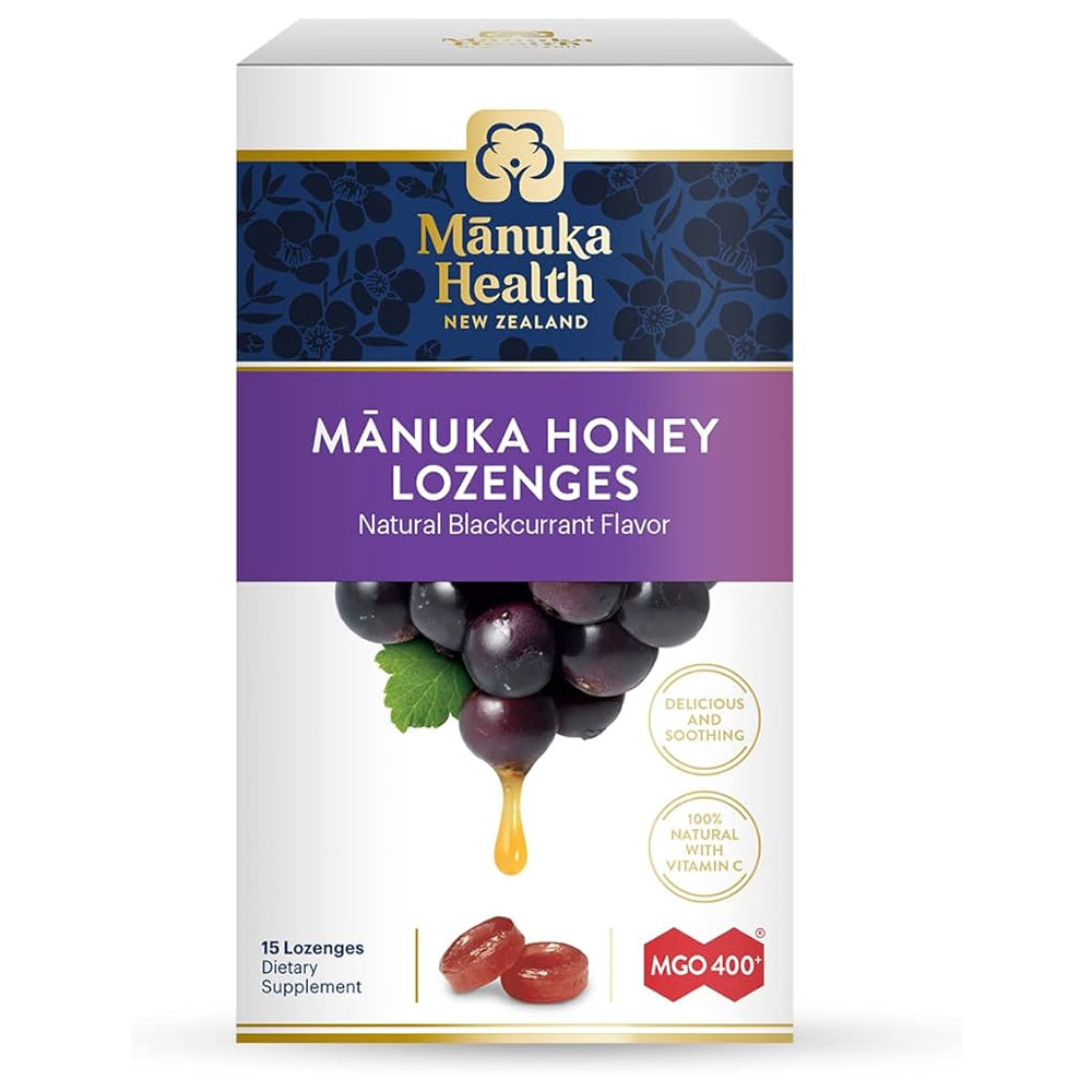 Manuka-Honig Lutschpastillen mit Schwarzer Johannisbeere • 15 Stück