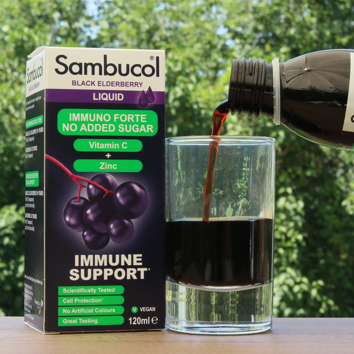 Sambucol Schwarzer Holunderbeersirup, zuckerfrei • 120 ml
