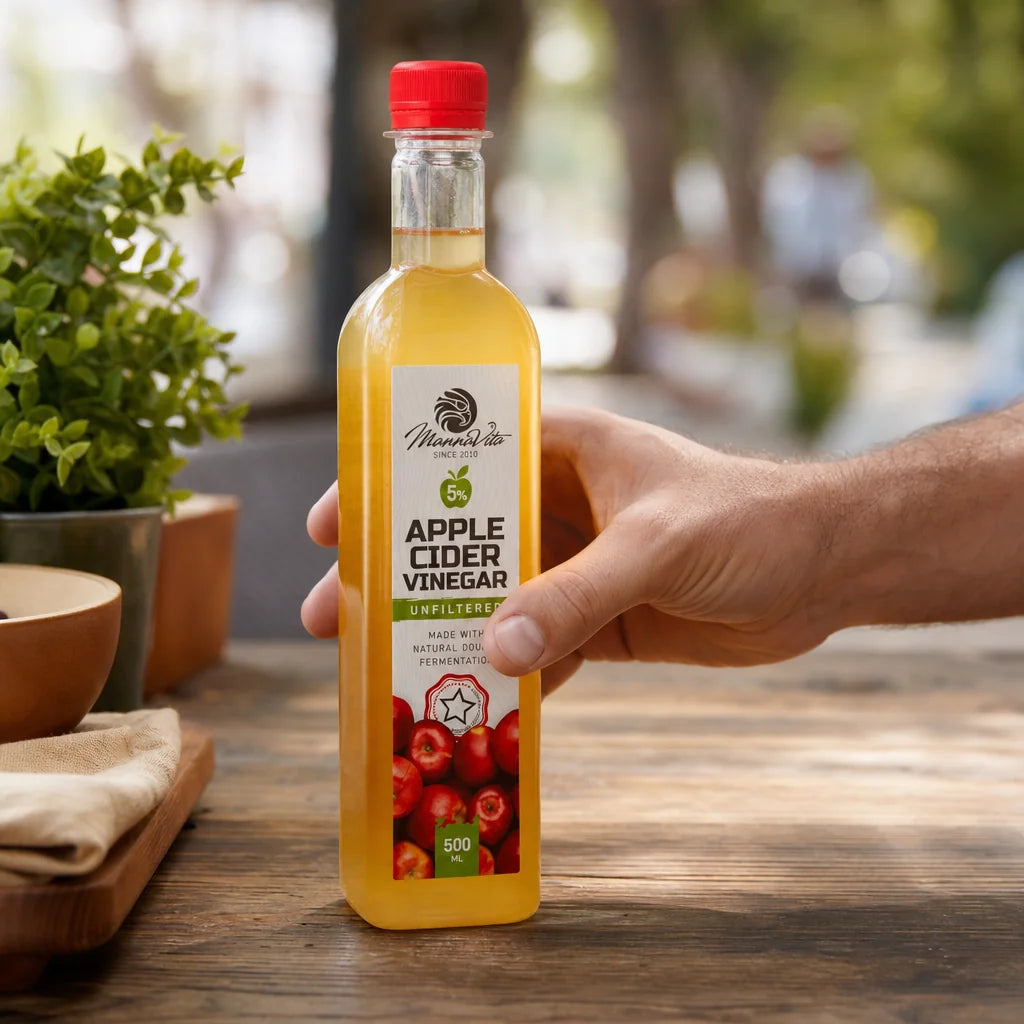 Mannavita ungefilterter Apfelessig mit doppelter Fermentation • 500 ml