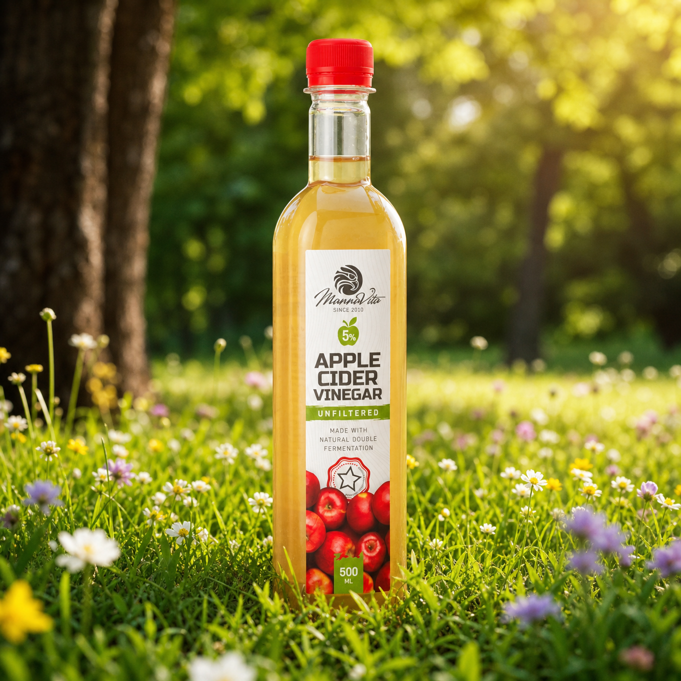 Mannavita ungefilterter Apfelessig mit doppelter Fermentation • 500 ml
