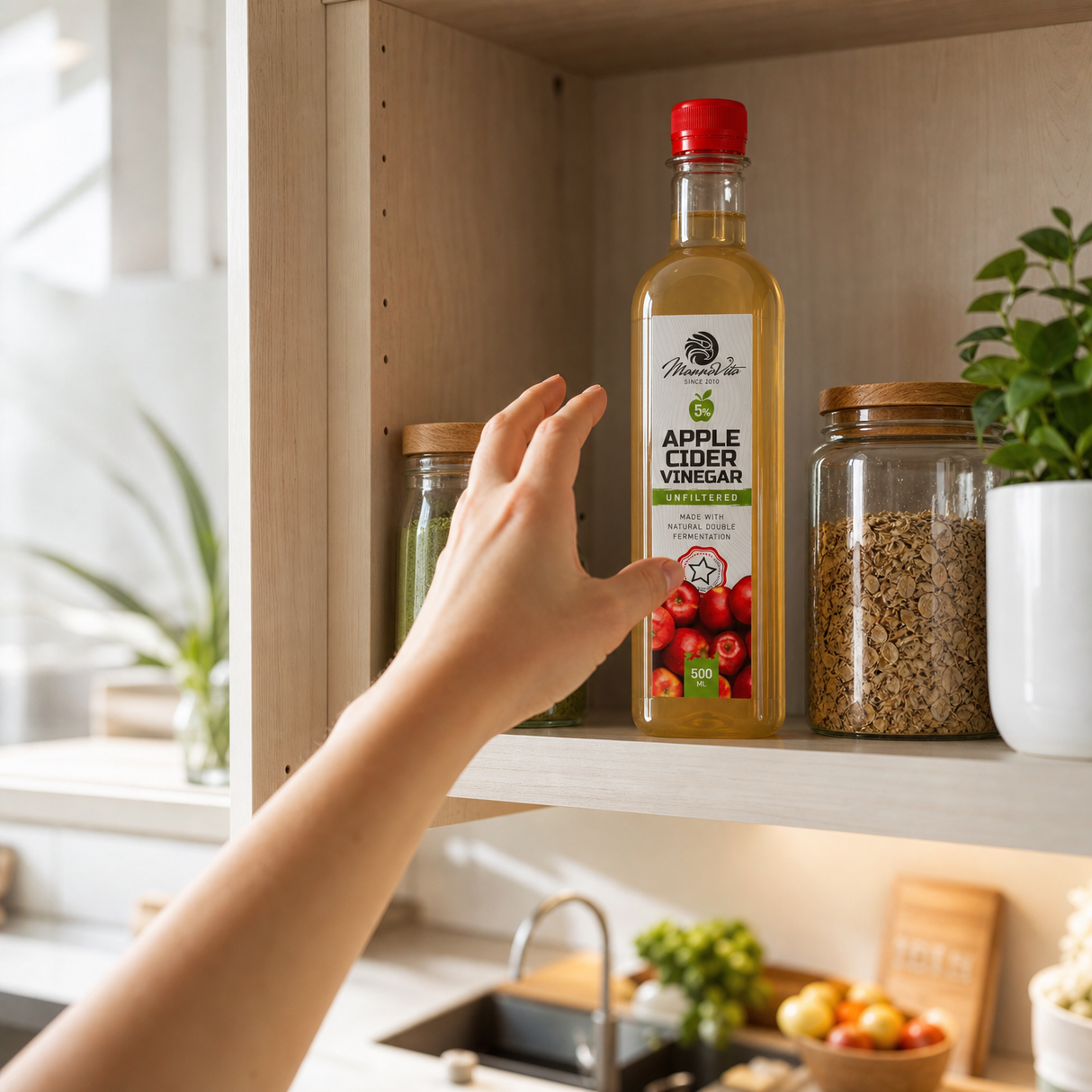 Mannavita ungefilterter Apfelessig mit doppelter Fermentation • 500 ml