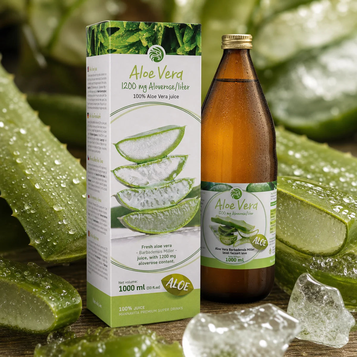 Mannavita Aloe vera 100% gepresster reiner Saft • 1000 ml