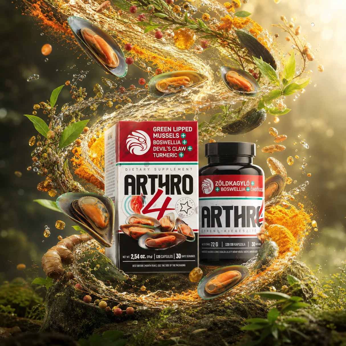 ARTHRO4 • Gelenk + Knorpelkomplex • mit Grünlippmuschel • 120 Kapseln