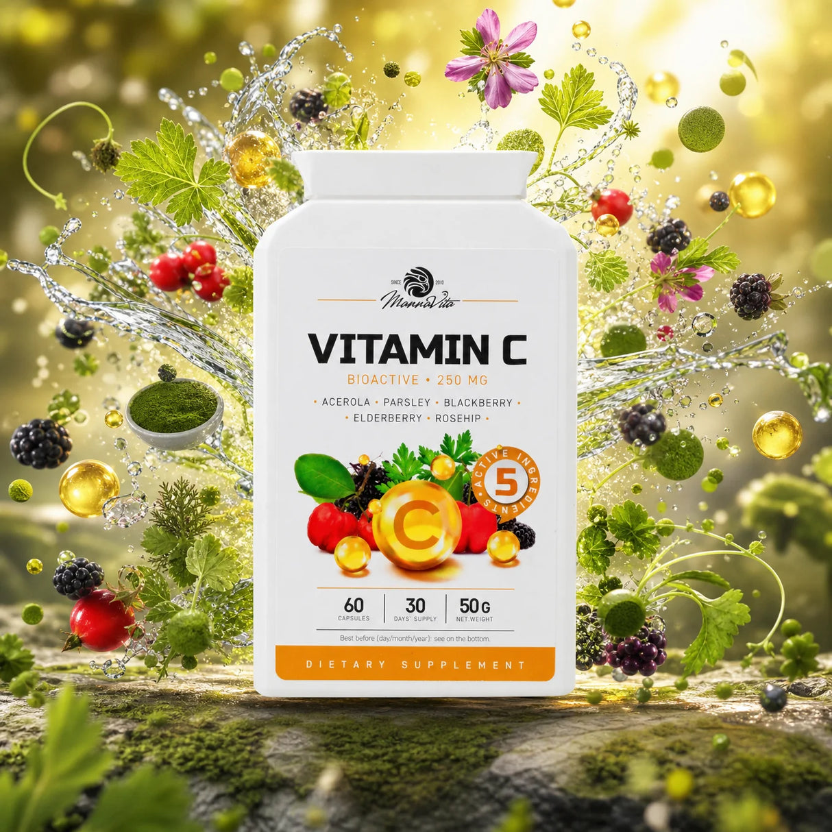 Mannavita Vitamin C Komplex • 250 mg bioaktiv • 60 Kapseln