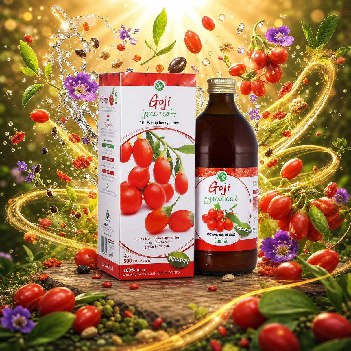 Mannavita Goji-Beere 100% gepresster reiner Saft • 500 ml
