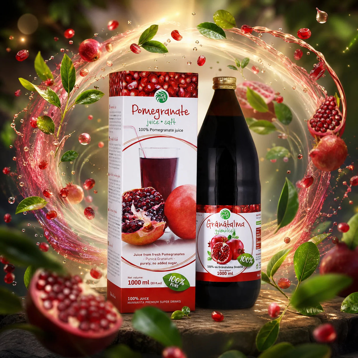 Mannavita Granatapfel 100% gepresster reiner Saft • 1000 ml