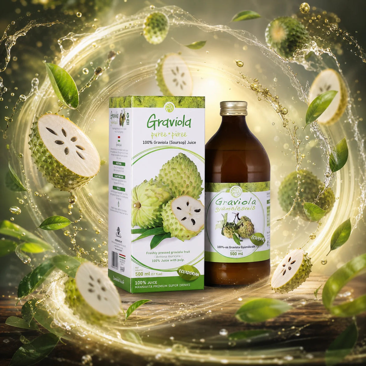 Mannavita Graviola 100% gepresstes reines Püree • 500 ml