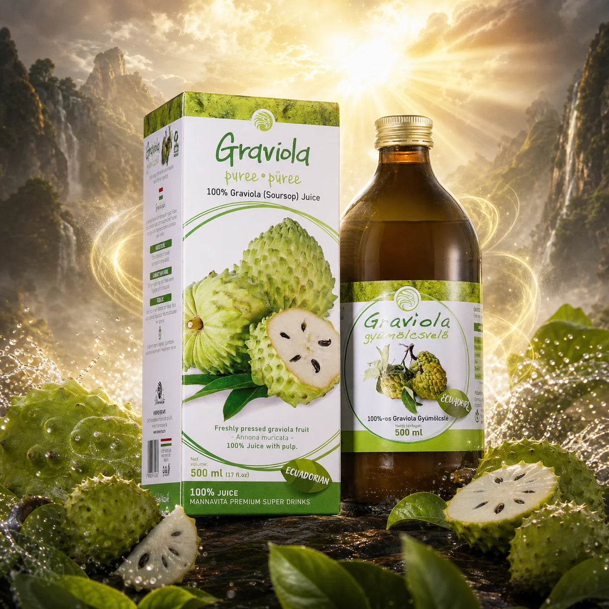 Mannavita Graviola 100% gepresstes reines Püree • 500 ml