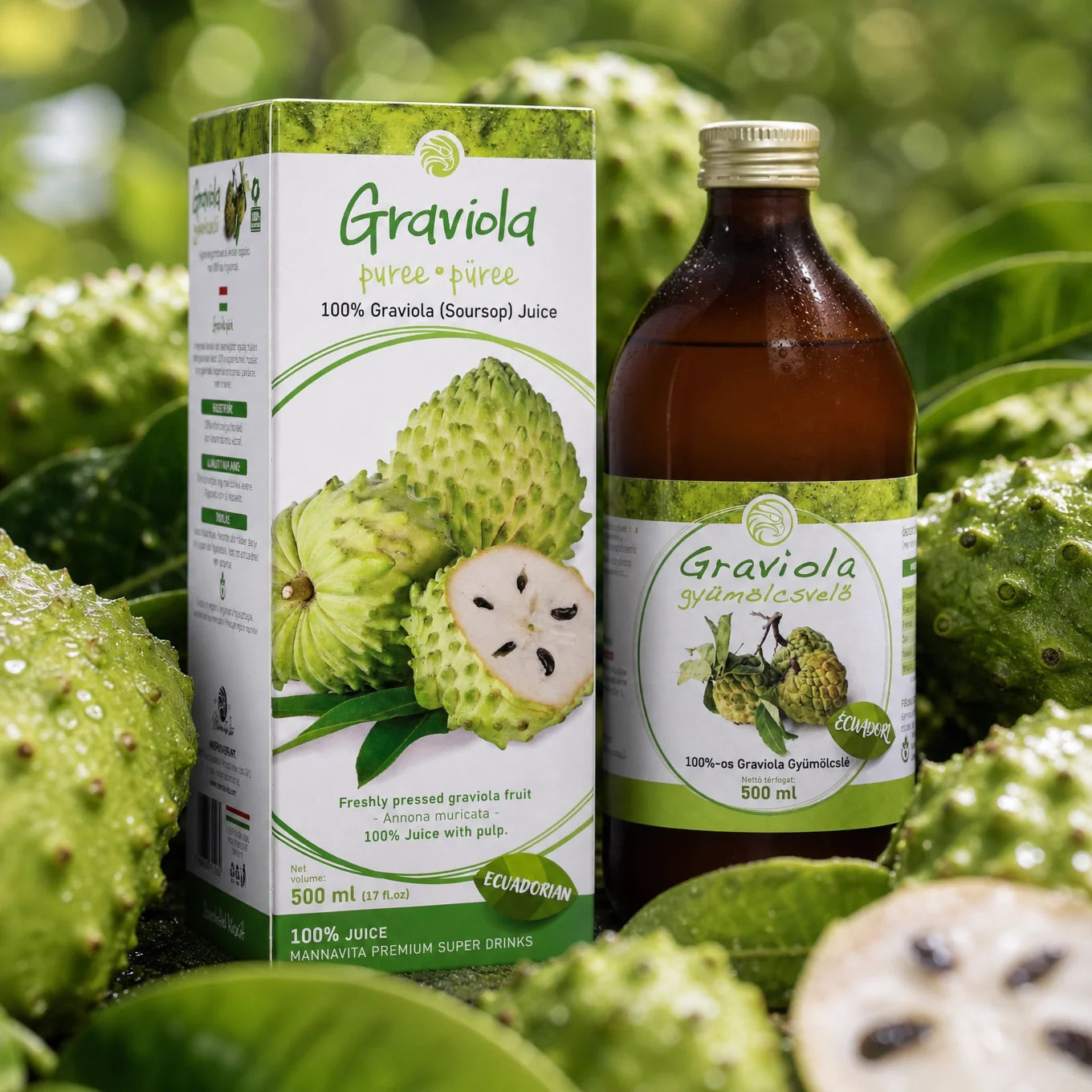 Mannavita Graviola 100% gepresstes reines Püree • 500 ml