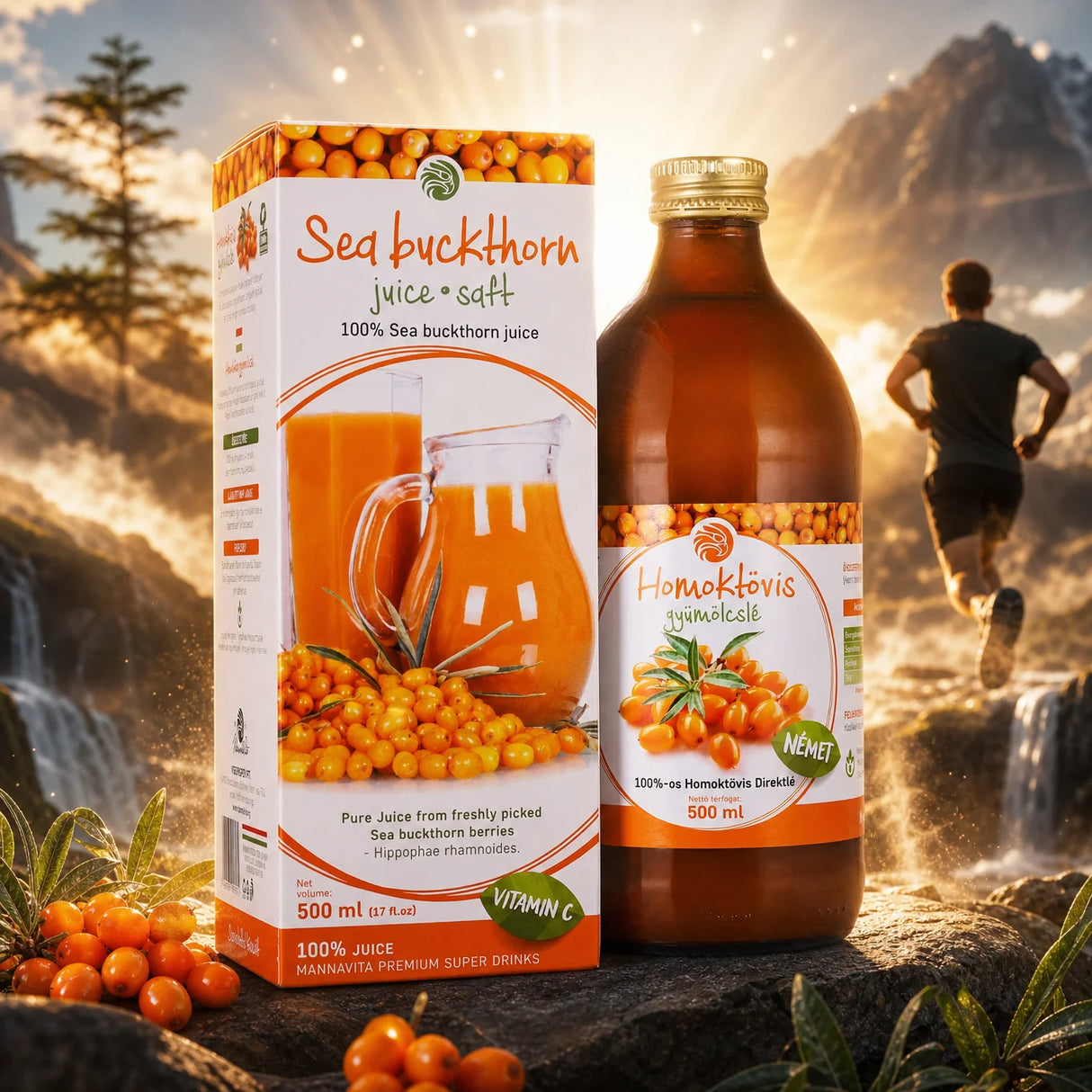 Mannavita Sanddorn 100% gepresster reiner Saft • 500 ml