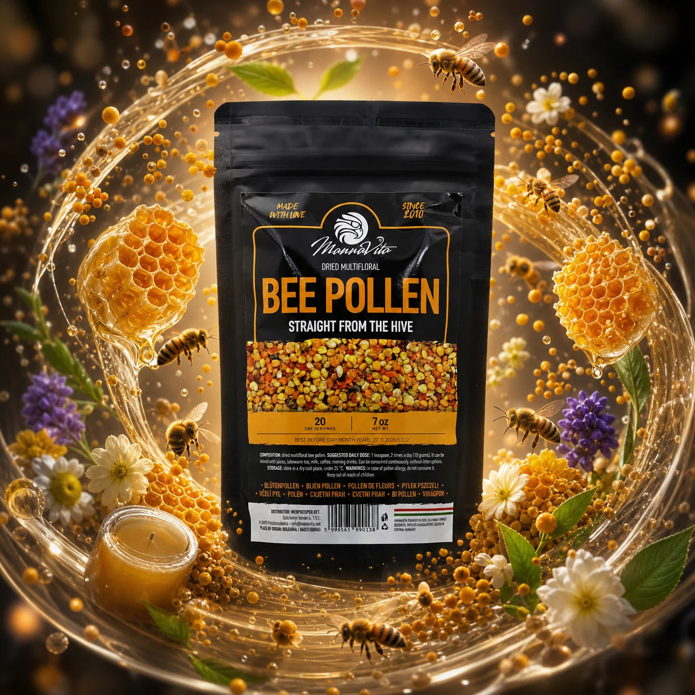 Mannavita getrockneter Multiflora Blütenpollen • 200 g